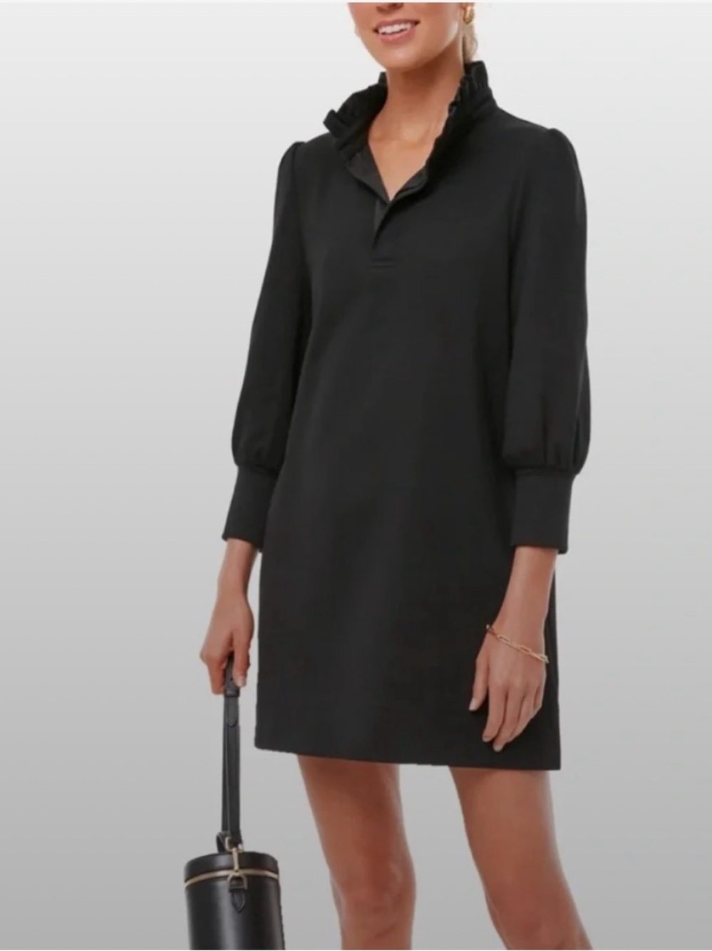 Pomander Place Tuckernuck Black Mini Dress Ruffle Collar Size S